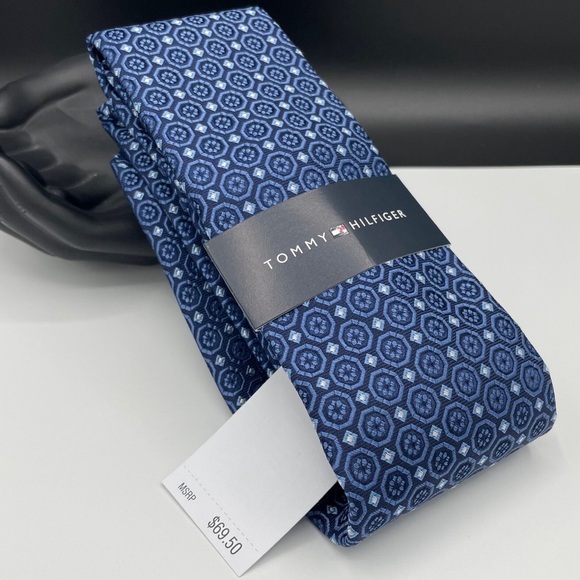 Tommy Hilfiger Blue Geometric Tie